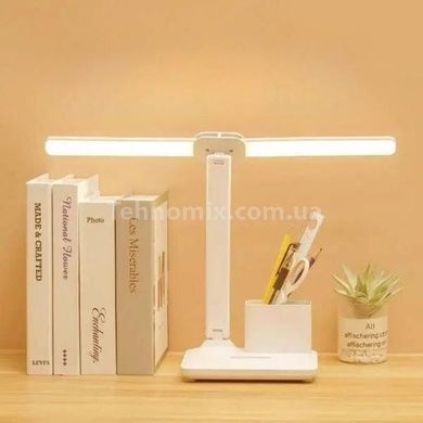 Настольная аккумуляторная двойная LED-лампа с подставкой для ручек 5W Белая