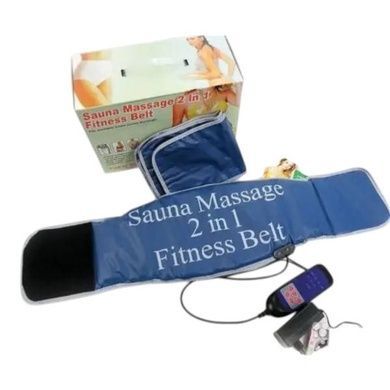 Пояс-массажер для похудения с функцией подогрева SAUNA MASSAGER 2IN1 FITNESS BELT Синий