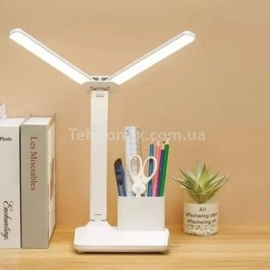 Настольная аккумуляторная двойная LED-лампа с подставкой для ручек 5W Белая