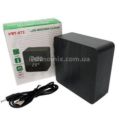 Часы сетевые белая подсветка (корпус черный) от USB VST-872-6