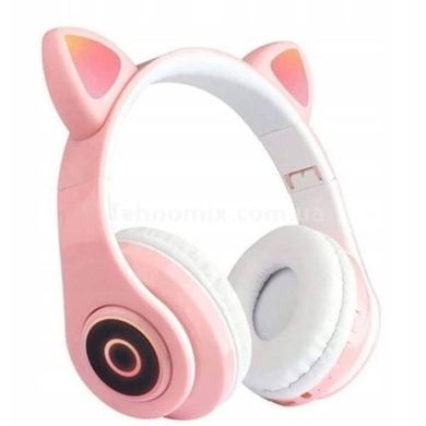 Беспроводные наушники Bluetooth с кошачьими ушками LED СXT-B39 CATS Розовые