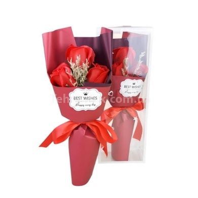 Букет из роз 3 шт для принятия ванны 30*12*6cm 22-37 Красный
