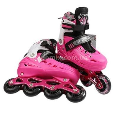 Ролики раздвижные 601-87 L р 39-43 Розовые с черным