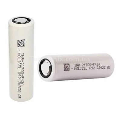 Акумулятор 4200mAh 30A 21700-P42A Molicel Білий