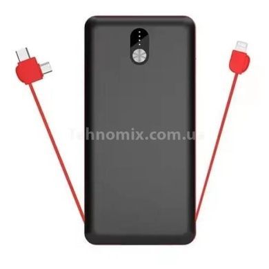 Power bank на один вихід + 3 шнури 20000 mAh INKAX PV-53 Чорний з червоним