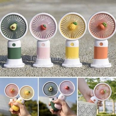 Міні-вентилятор ручний акумуляторний з підставкою Fruit Series Білий з червоним