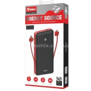 Power bank на один вихід + 3 шнури 20000 mAh INKAX PV-53 Чорний з червоним