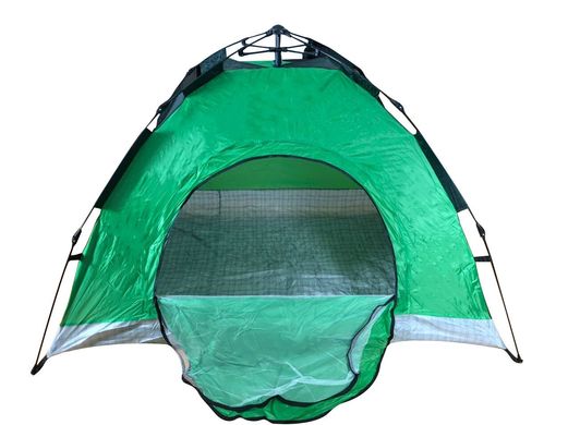 Палатка автоматическая 2-х местная Зеленая с серым клетчатым дном