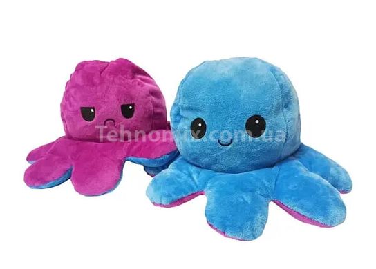 Мягкая игрушка осьминог перевертыш двусторонний «веселый + грустный» Голубой фиолетовый