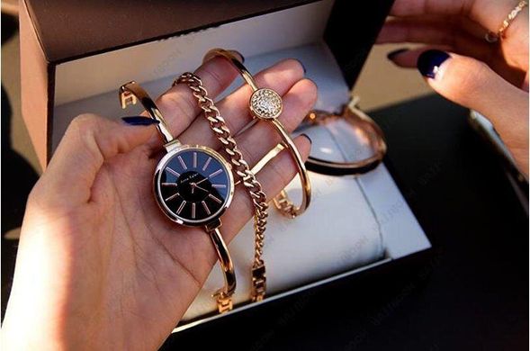 Годинник в подарунковій упаковці watch set AK Gold black