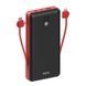 Power bank на один вихід + 3 шнури 20000 mAh INKAX PV-53 Чорний з червоним