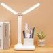 Настольная аккумуляторная двойная LED-лампа с подставкой для ручек 5W Белая