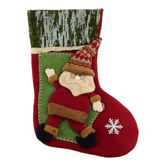 Носок новогодний для подарков Санта со снежинкой 47*30см
