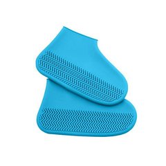 Силиконовые водонепроницаемые чехлы-бахилы для обуви от дождя и грязи, размер L Голубые