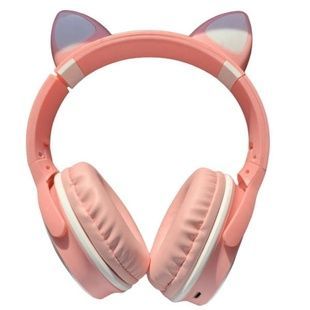 Беспроводные Bluetooth наушники с кошачьими ушками LED SP-25 Розовые