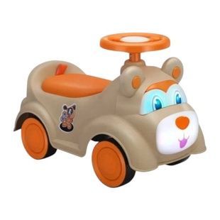 Толокар Joy RY-82401 Мишка со звуками, подсветкой и багажником Бежевый