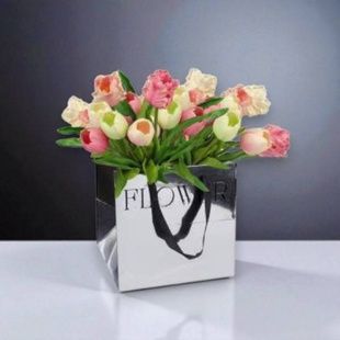 Пакет подарочный зеркальный 32х32х32см 31-12472 Серый картонный
