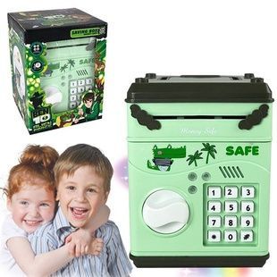 Детский сейф-копилка piggy bank с кодовым замком зеленый + Подарок
