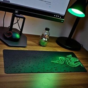 Коврик для компьютерной мыши 70*30см Razer Черный с зеленым принтом