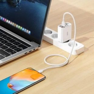 Мережевий зарядний пристрій блок живлення XO L100 4USB fast charging charger 1USB QC3.0+3USB 2.4A with Lightning cable