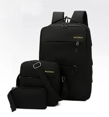 Набор для прогулок Backpack 3 в 1 (рюкзак, сумка, клатч) Черный