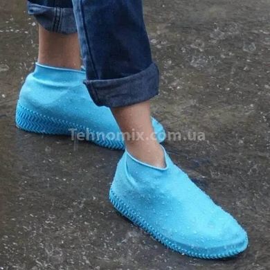 Силіконові водонепроникні чохли-бахили для взуття від дощу та бруду, розмір L Блакитні