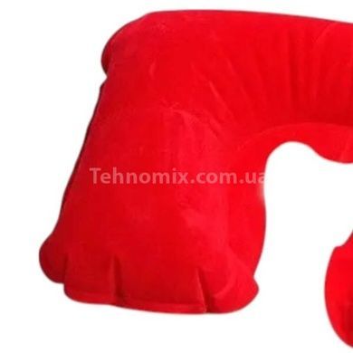 Подушка для подорожей надувна U-подібна з покриттям 44*27см Travel Blue Neck Pillow Червона
