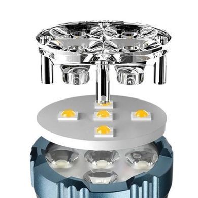 Ліхтар ручний акумуляторний YEMAO YM-F555X 5P35+4LED RED+BLUE Сірий