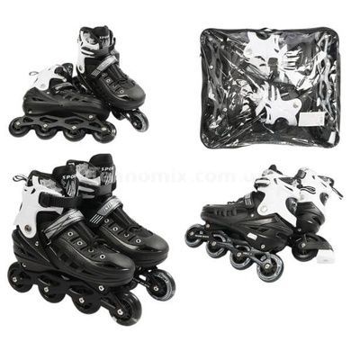 Ролики детские раздвижные 9566-311 M р 34-38 Черные