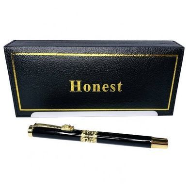 Ручка шариковая металлическая в подарочном футляре Honest 3217 Черная с золотыми вставками