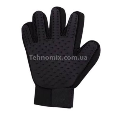 Рукавичка для вичісування шерсті з домашніх тварин PET GLOVES True Touch Чорна