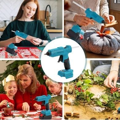 Клеєвий пістолет гарячий акумуляторний +2 АКБ 21V Li-ion Battery Glue Gun Синій