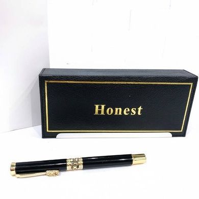 Ручка шариковая металлическая в подарочном футляре Honest 3217 Черная с золотыми вставками