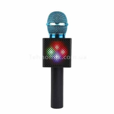 Микрофон караоке беспроводной Bluetooth USB Черный с голубым