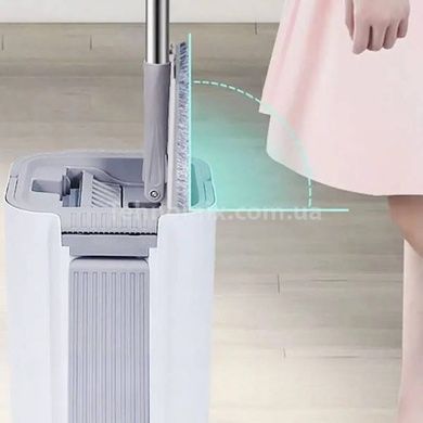 Комплект для прибирання швабра ледар і відро з віджимом 8л MOP Z1 Біле з сірим