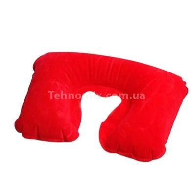 Подушка для подорожей надувна U-подібна з покриттям 44*27см Travel Blue Neck Pillow Червона