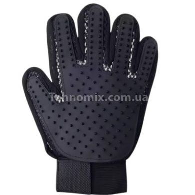 Рукавичка для вичісування шерсті з домашніх тварин PET GLOVES True Touch Чорна