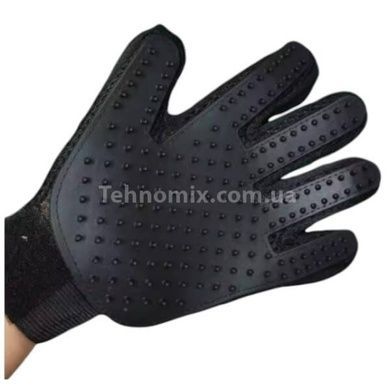 Рукавичка для вичісування шерсті з домашніх тварин PET GLOVES True Touch Чорна