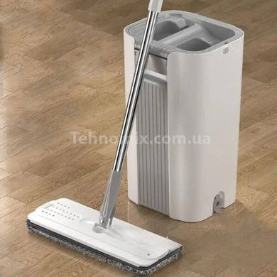 Комплект для прибирання швабра ледар і відро з віджимом 8л MOP Z1 Біле з сірим