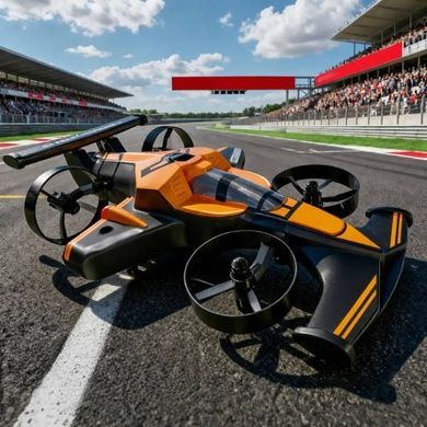 Дрон-машинка радиоуправляемая пенопластовая F1 G58 Черная с оранжевым
