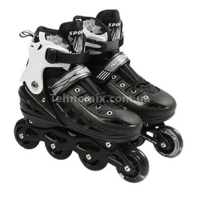 Ролики детские раздвижные 9566-311 M р 34-38 Черные