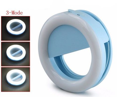 Светодиодное селфи-кольцо на батарейках Selfie Ring Light Голубой