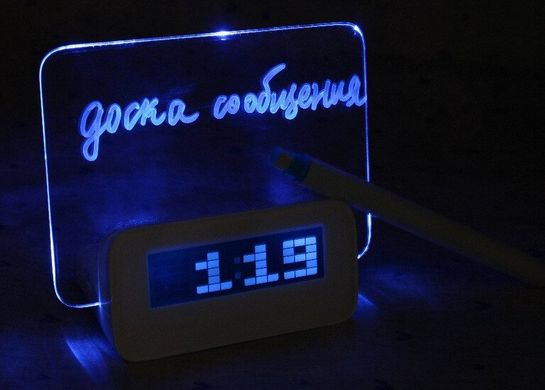 Настільний цифровий годинник Foton з дошкою для записів LED clock Blue