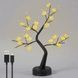 Ночник настольный Весеннее дерево светящееся, питание от батареек /USB 24 led Черный ствол и желтые цветочки