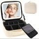 Косметичка-органайзер кожаная с зеркалом LED подсветка Cosmetic Club Белая