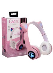 Навушники безпровідні LED з котячими вушками і підсвічуванням STN 28 Рожеві