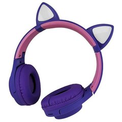 Навушники безпровідні LED з котячими вушками і підсвічуванням Фіолетові