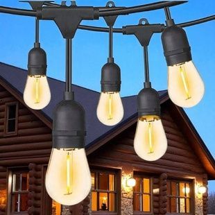 Гірлянда вулична 5м 10 LED-ламп E27 S221-1 Чорний провід, тепле світло
