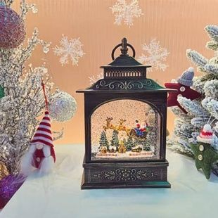 Новогодний ночник Винтажный фонарь Санта с упряжкой XMAS WDL-24007A