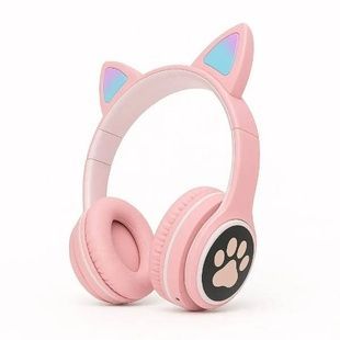 Беспроводные Bluetooth наушники с кошачьими ушками LED CAT EAR P33 Розовые